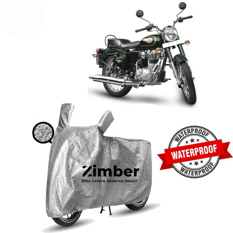 ZIMBER Two Wheeler Cover for Royal Enfield  (Standard 350, Silver)