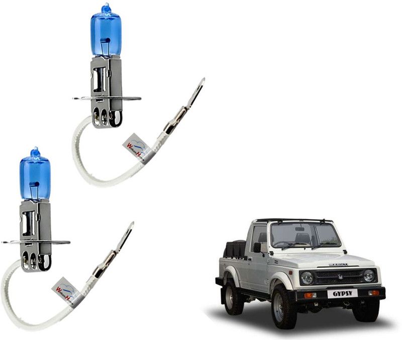WolkomHome Car H3 halogen headlight Fog lamp bulb 12V - 100W 5000K Cool Blue Ultimate White for Maruti Gypsy Mg410 Headlight Car Halogen for Maruti Suzuki (12 V, 100 W)  (Gypsy, Pack of 2)