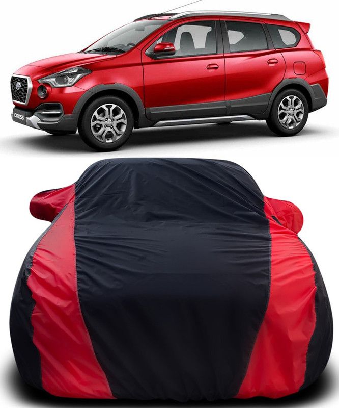 Genipap Car Cover For Datsun Go-Cross (With Mirror Pockets)  (Black, Red)
