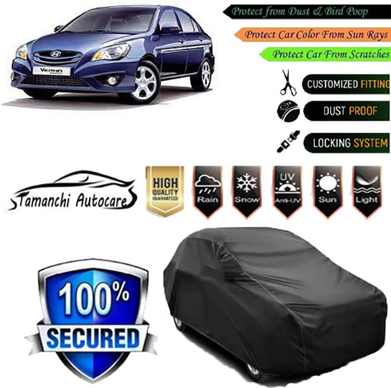 Tamanchi Autocare Car Cover For Hyundai Verna Transform  (Black)