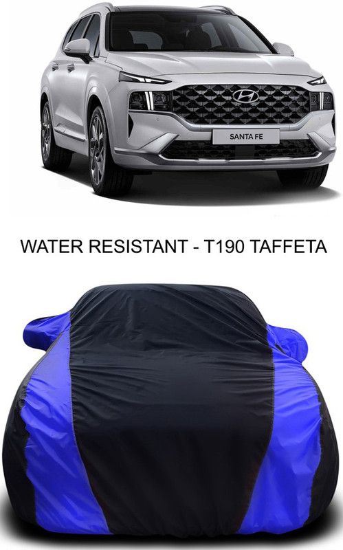 Ascension Car Cover For Hyundai Santa Fe Facelift (With Mirror Pockets)  (Black, Blue)