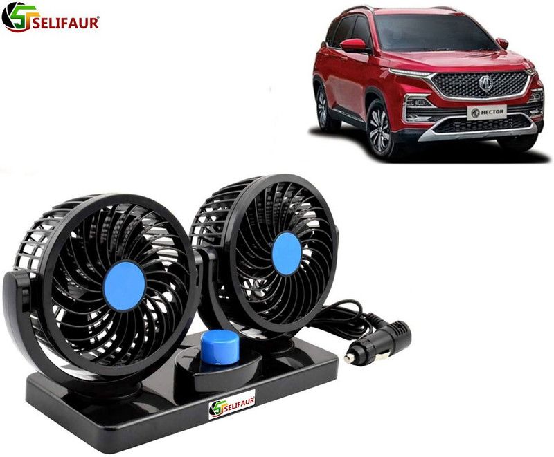 Selifaur F274 - Mitchell 12V DC Electric Car Fan for Dashboad 360 Degree Rotatable Dual Head Car Auto Cooling Air Fan Car Interior Fan  (12 V)