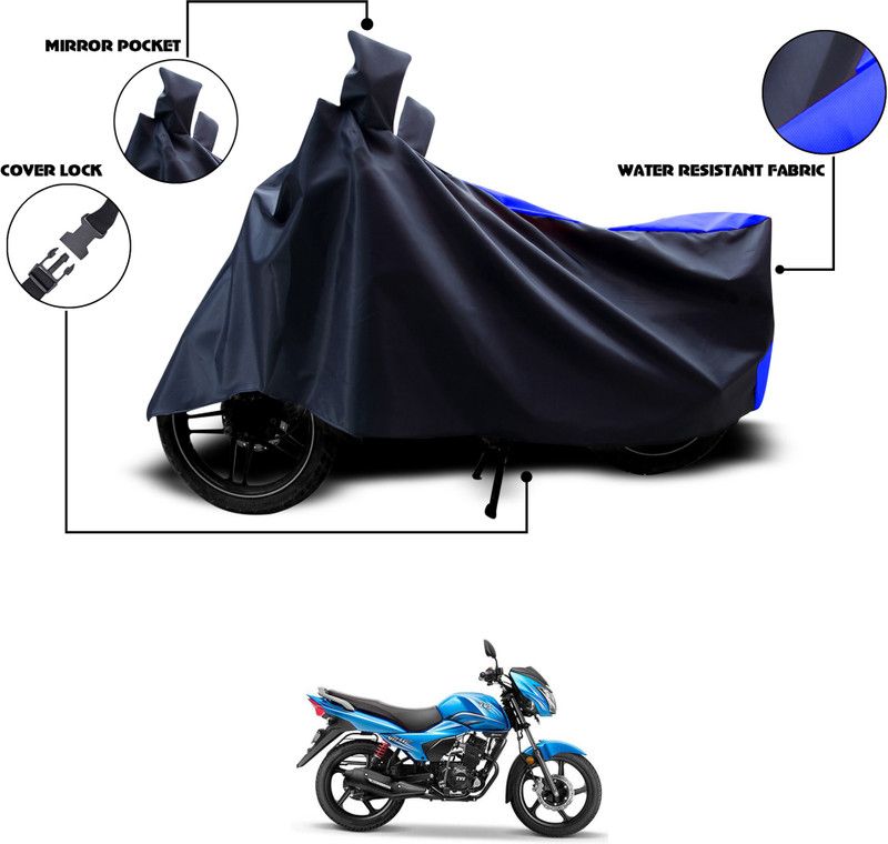 GOSHIV-car and bike accessories Waterproof Two Wheeler Cover for TVS  (Victor, Black, Blue)