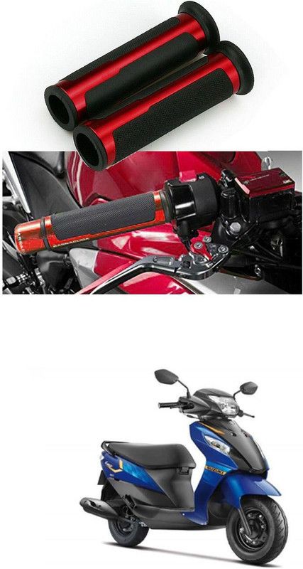 PRTEK 7/8 Handle Bar CNC Aluminum Rubber Handlebar Hand Grips 4 Handle Bar Grip For Suzuki Lets  (Pack of 2)