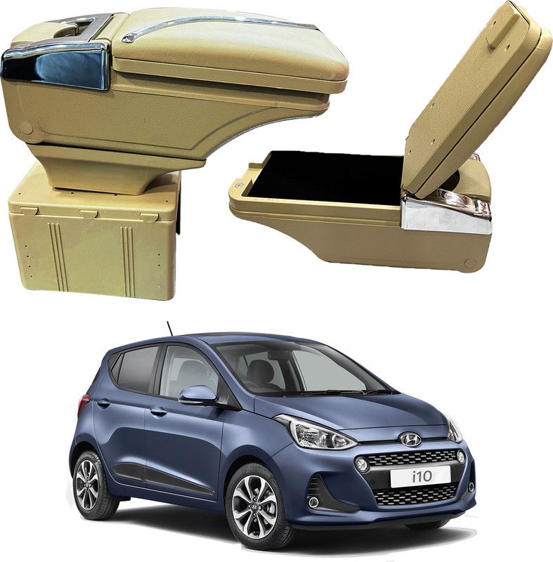 Oshotto PU Leather AR-02 Car Armrest Console Box For i10 Beige Car Armrest  (Hyundai, i10)