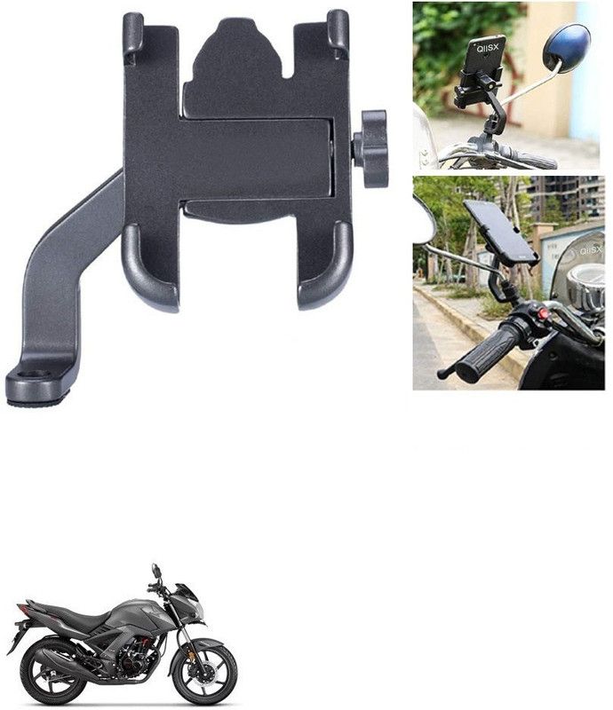 Qiisx Mirror Fitting Metal Mobile Holder For Honda CB Unicorn Bike Mobile Holder  (Black)