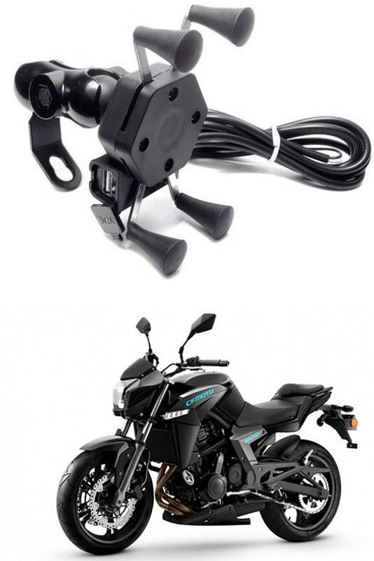 Enfield Works X-Grip Mobile Holder With USB Charger For Bike EW-672 Bike Mobile Holder  (Black)