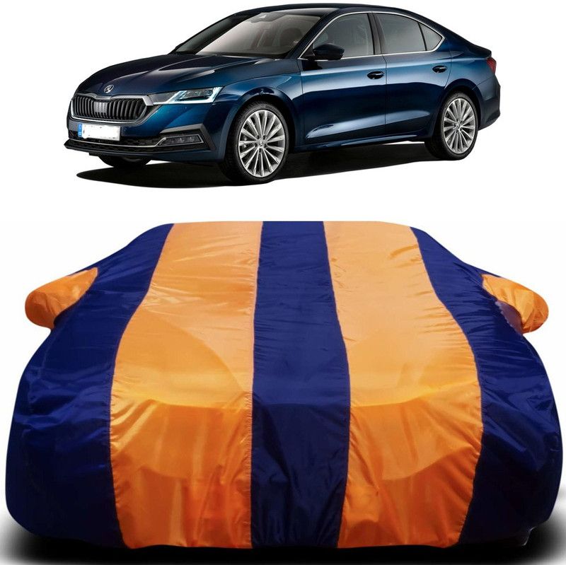 Genipap Car Cover For Skoda Octavia (With Mirror Pockets)  (Orange, Blue)