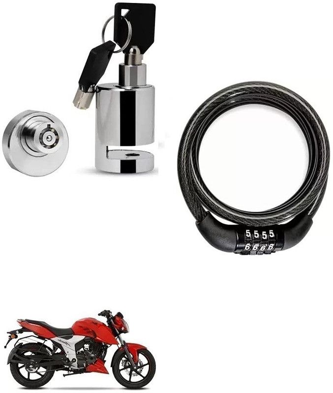 AS TRADERS Heavy Duty Disc Brake Lock with Heavy Number Lock for TVS Apache RTR 160 4V Disc Lock, Cable Lock  (Black, Silver)
