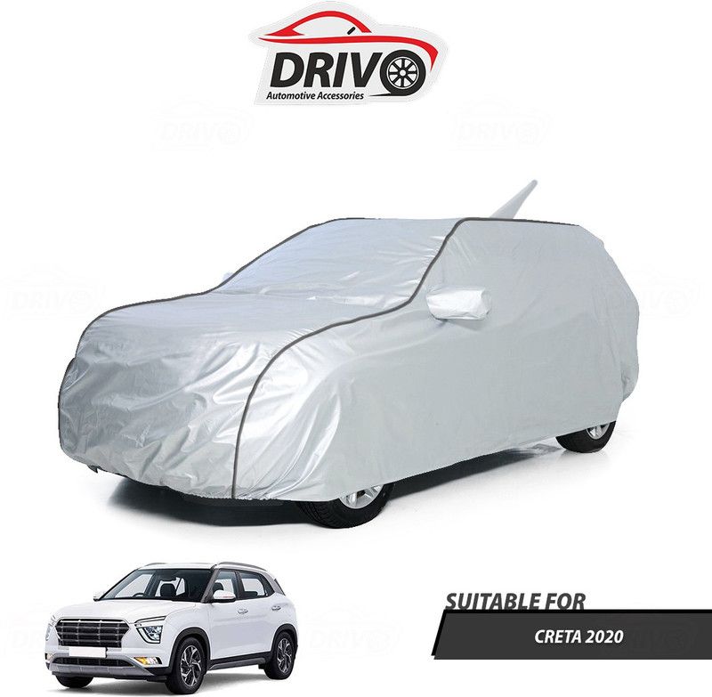 Drivo Car Cover For Hyundai Creta 2020 (With Mirror Pockets)  (Silver)