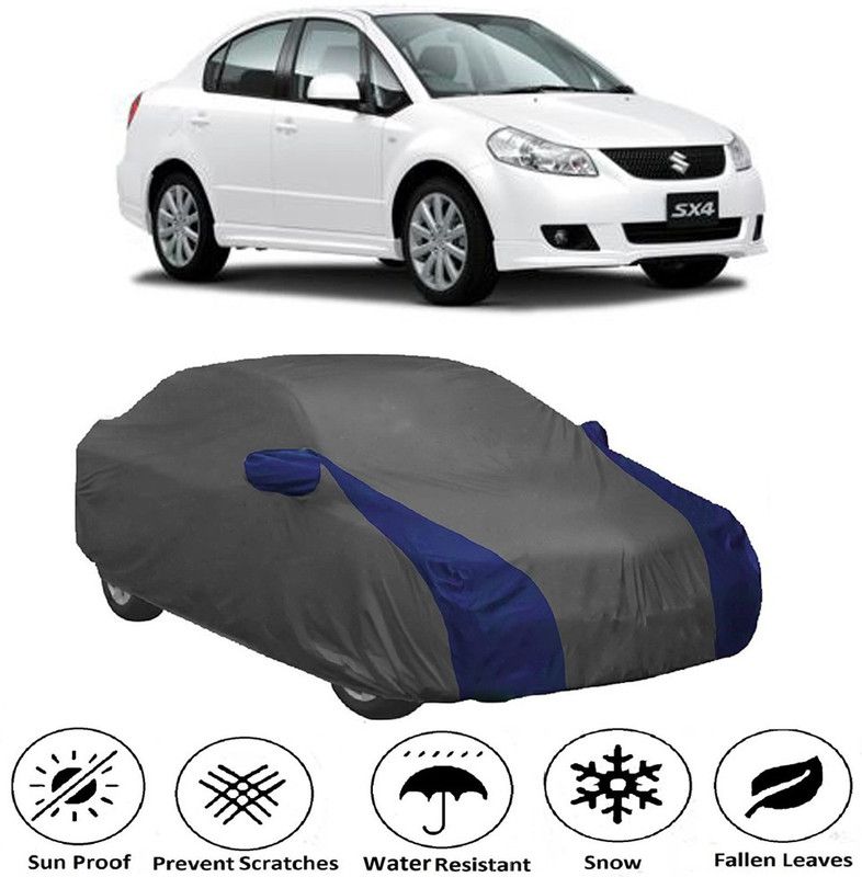 Genipap Car Cover For Maruti Suzuki SX4 (With Mirror Pockets)  (Grey, Blue)