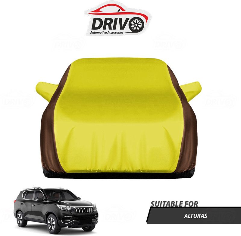 Drivo Car Cover For Mahindra Alturas G4 (With Mirror Pockets)  (Brown, Yellow)