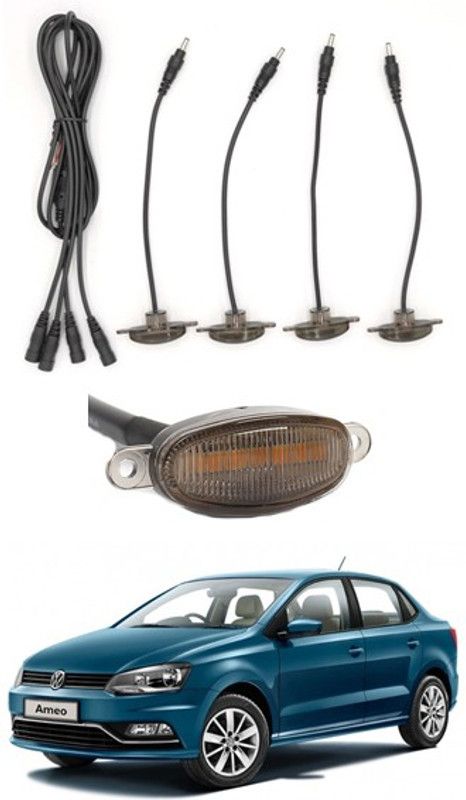 RKPSP 4 LED Front Grill Led Lights Amber Lights DRL For Ameo-Volkswagen-2016 Parking Light Car, Van LED for Volkswagen (12 V, 12 W)  (Universal For Car, Pack of 4)
