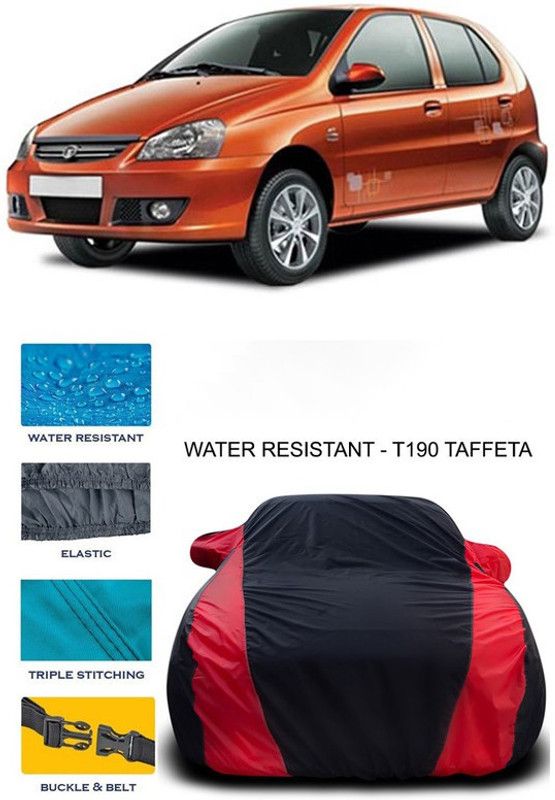 Ascension Car Cover For Tata Indica (With Mirror Pockets)  (Red, Black)