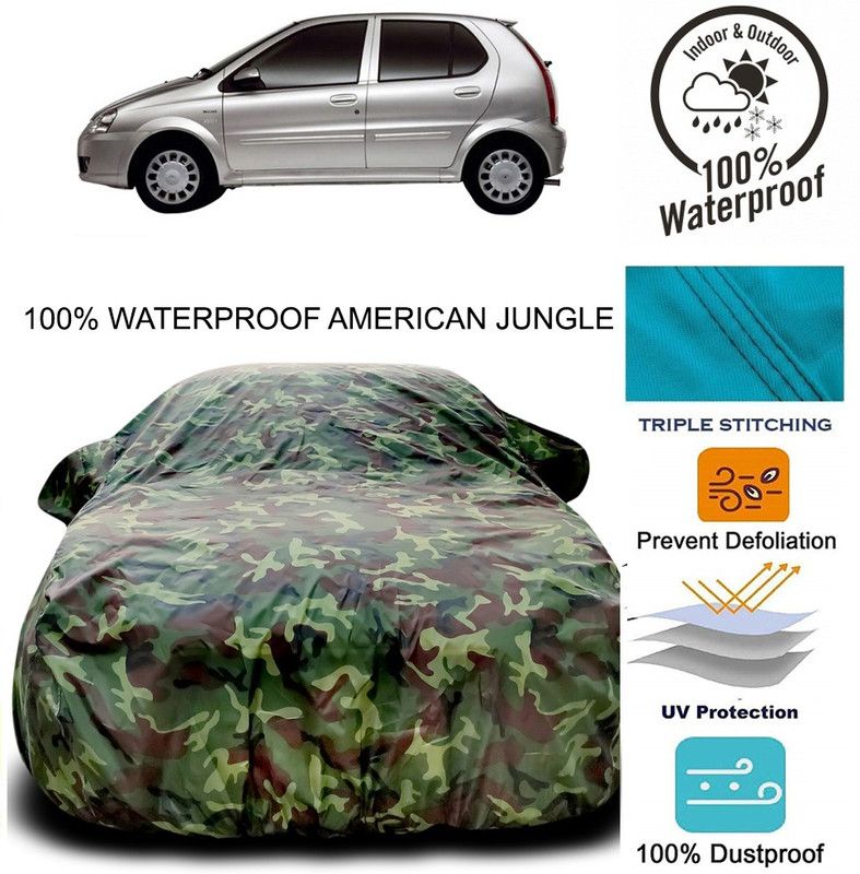 ENTIRELY ELITE Car Cover For Tata Indica V2 (With Mirror Pockets)  (Brown, Green)