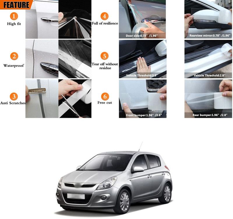 PROEDITION Plastic, Rubber Car Door Guard  (White, Pack of 1, Hyundai, i20)