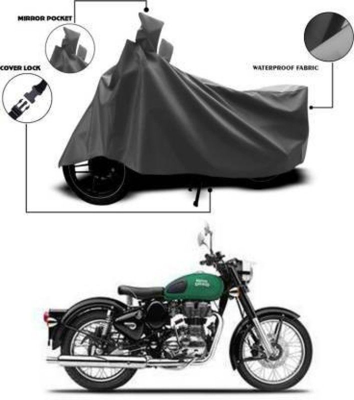 CARFAB Waterproof Two Wheeler Cover for Royal Enfield  (Bullet 350, Grey)
