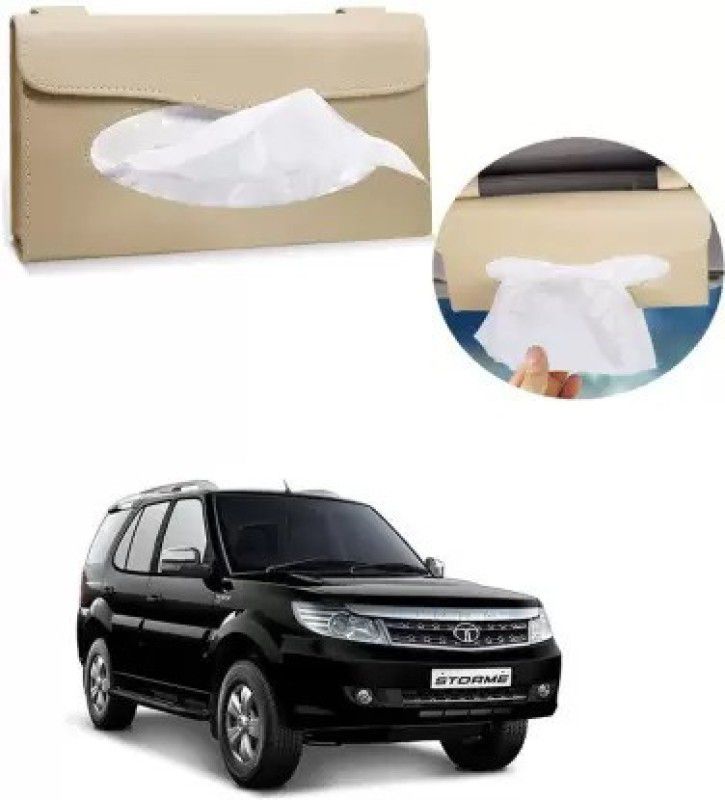 AIRSKY Car Tissue Box Holder (Beige) Sun Visor Napkin Holder for Tata Safari Storme Vehicle Tissue Dispenser  (Beige)