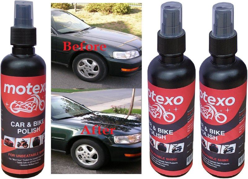 MOTEXO Liquid Car Polish for Exterior, Dashboard, Windscreen, Metal Parts, Leather, Headlight, Chrome Accent, Bumper  (600 ml, Pack of 3)