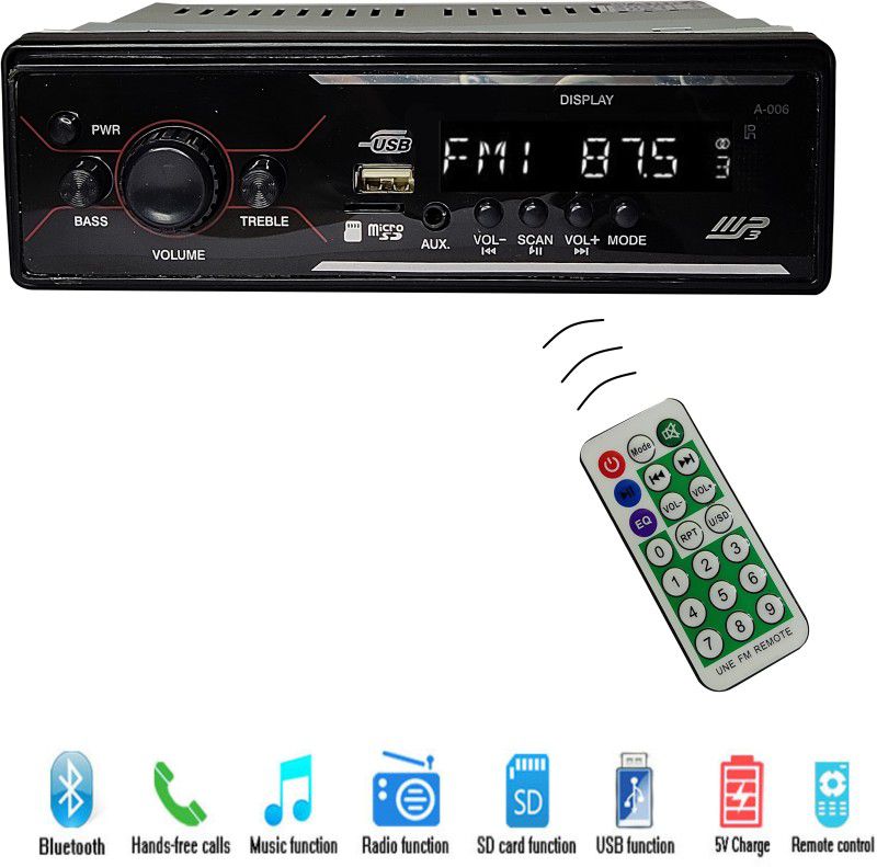 Cave Car Indian Car Stereo Player With USB Port, SD Cards, Bluetooth, AUX car Stereo. Car Stereo  (Single Din)