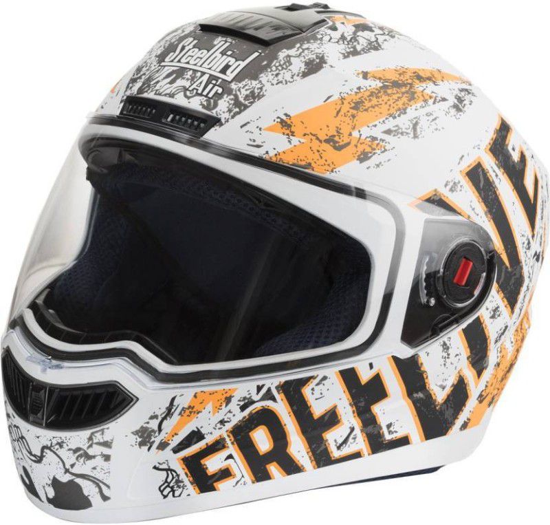 Steelbird SBA-1 Free Live Motorbike Helmet  (MAT WHITE ORANGE)