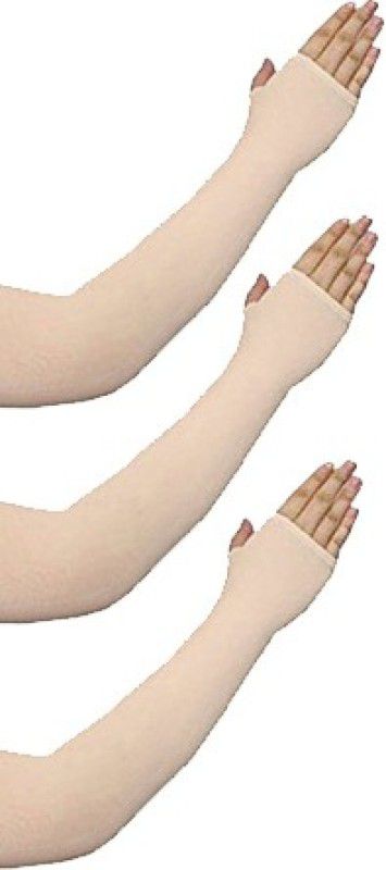 Aadikart Nylon Arm Sleeve For Men & Women  (L, Beige)