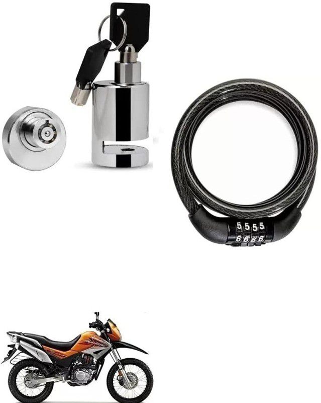 AS TRADERS Heavy Duty Disc Brake Lock with Heavy Number Lock for Hero Impulse Disc Lock, Cable Lock  (Black, Silver)