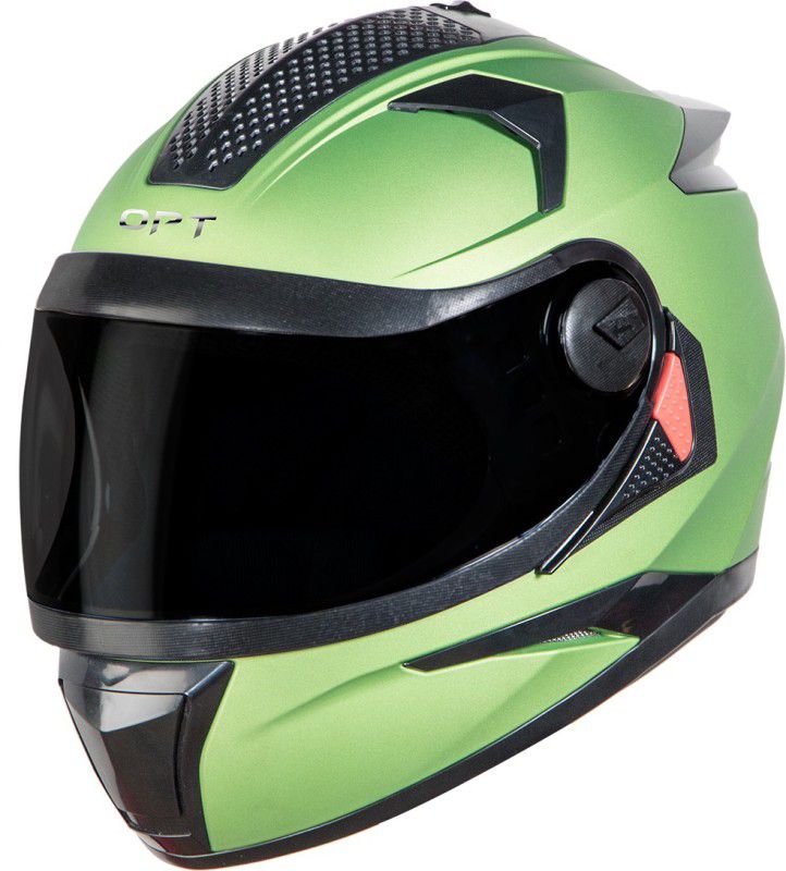 Steelbird 7Wings Robot Opt Matt Finish ISI Certified Full Face Helmet Motorbike Helmet  (Matt Y. Green with Smoke Visor)