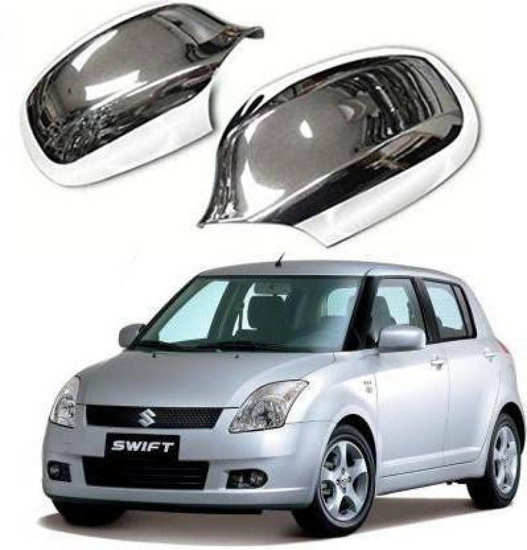 Amabu Car silver Plated chrome Side mirror frame cover for Maruti Swift (205-2010) Borosilicate Glass Car Mirror Cover  (Maruti Swift)