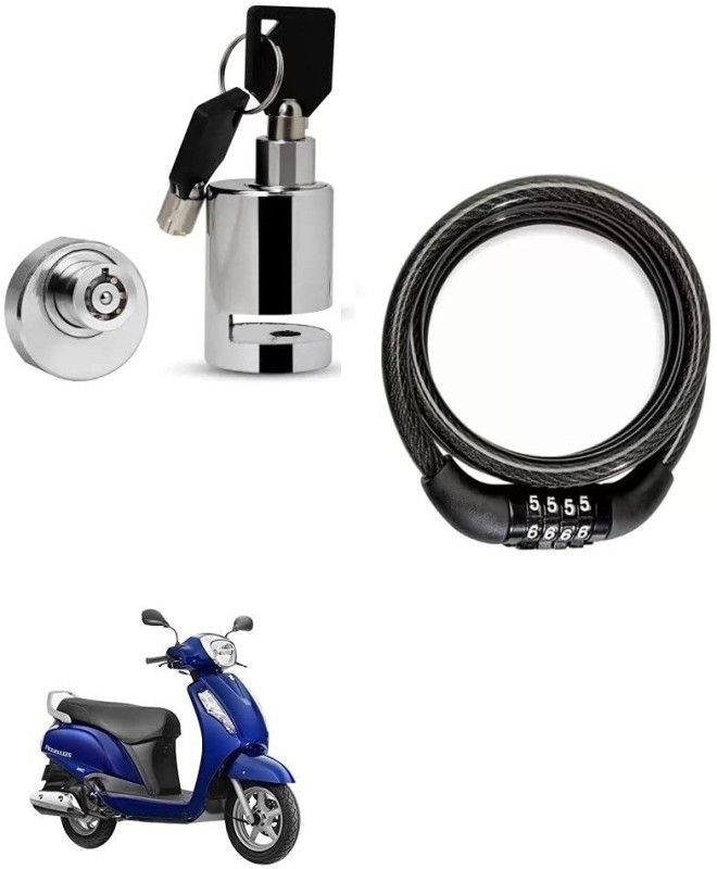 AS TRADERS Heavy Duty Disc Brake Lock with Heavy Number Lock for Suzuki Access 125 Disc Lock, Cable Lock  (Black, Silver)