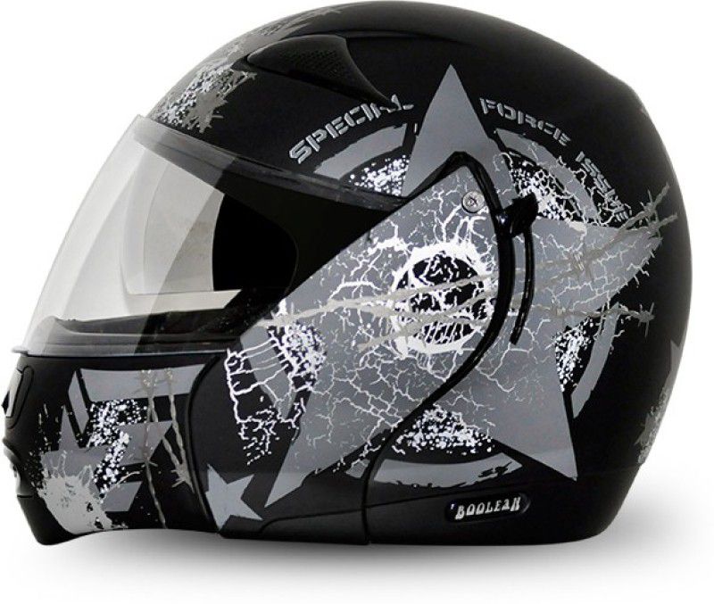 VEGA Boolean Navy Motorbike Helmet  (Black, Grey)
