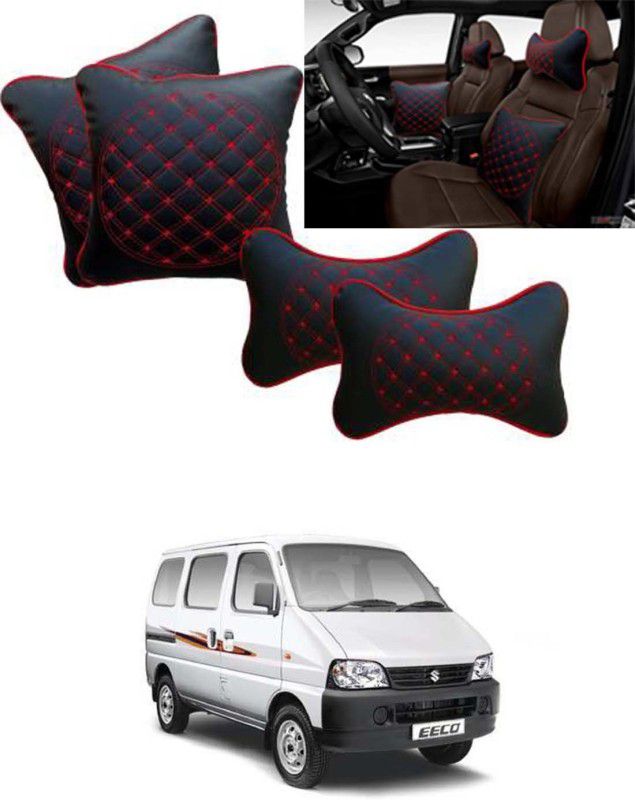 RONISH Black, Red Leatherite Car Pillow Cushion for Maruti Suzuki  (Square, Pack of 4)