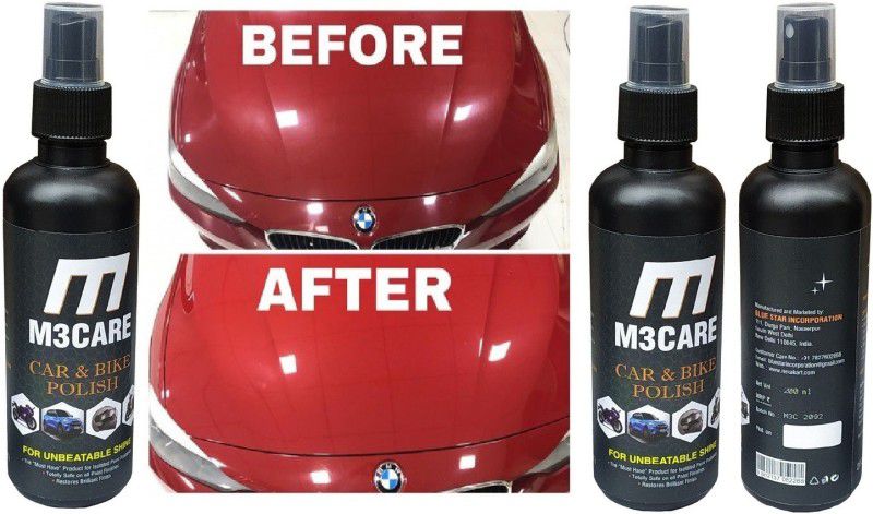 M3CARE Liquid Car Polish for Headlight, Exterior, Dashboard, Chrome Accent, Bumper, Leather, Metal Parts, Windscreen  (600 ml, Pack of 3)