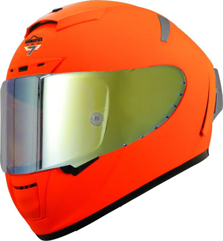 Steelbird SA-2 7Wings Super Aeronautics Full Face Helmet Motorbike Helmet  (Glossy Fluo Orange with Anti Fog Night Vision Gold Visor)
