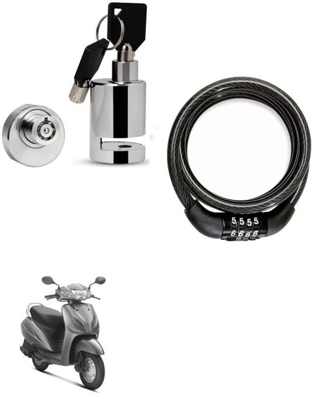 AS TRADERS Heavy Duty Disc Brake Lock with Heavy Number Lock for Honda Activa Disc Lock, Cable Lock  (Black, Silver)