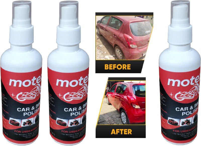 MOTEXO Liquid Car Polish for Chrome Accent, Bumper, Windscreen, Metal Parts, Leather, Headlight, Exterior, Dashboard  (600 ml, Pack of 3)