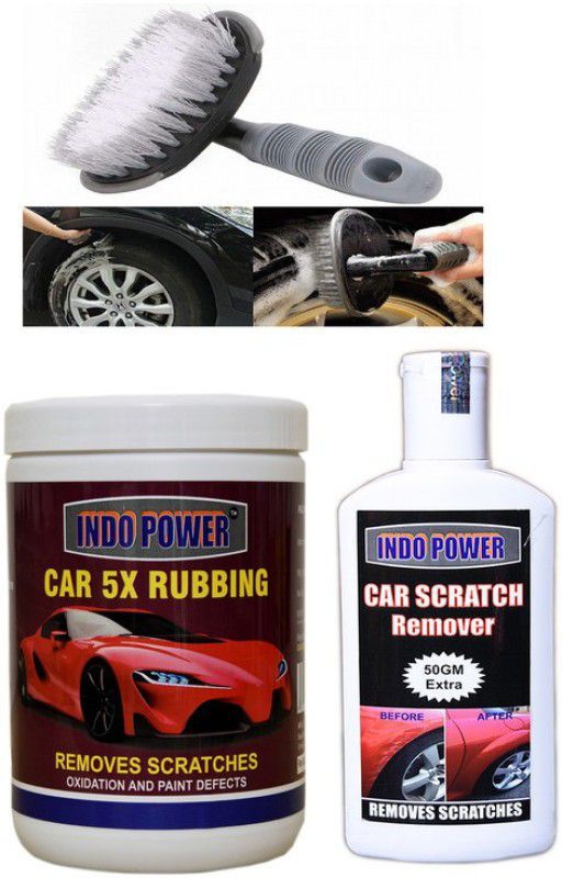 INDOPOWER LC1112-CAR 5X RUBBING 1LC+ Scratch Remover 200gm.+All Tyre Cleaning Brush BAALCC1116 Vehicle Interior Cleaner  (1300 g)