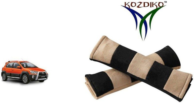 KOZDIKO Seat Belt Cushion Pillow Beige Black 2 pcs For Toyota Etios Cross Seat Belt Buckle  (Pack of 2)