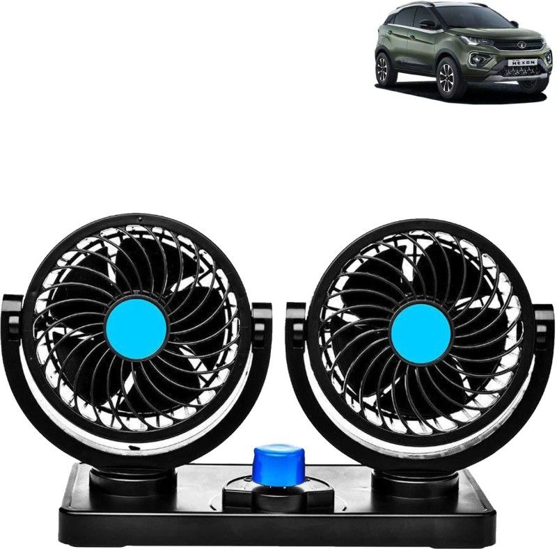 Rhtdm Car Fan 12V 360 Degree Rotatable Dual Head Auto Cooling Air Fan for Nexon Car Interior Fan  (12 V)