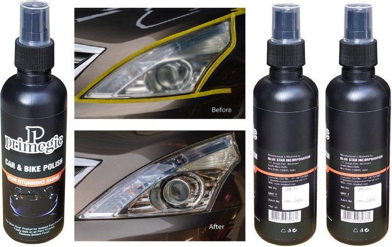 PRIMEGIC Liquid Car Polish for Metal Parts, Dashboard, Chrome Accent, Exterior  (600 ml, Pack of 3)