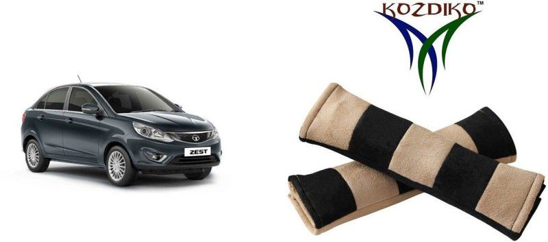 KOZDIKO Seat Belt Cushion Pillow Beige Black 2 pcs For Tata Zest Seat Belt Buckle  (Pack of 2)