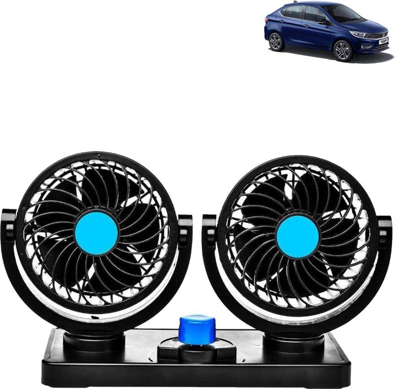 Rhtdm Car Fan 12V 360 Degree Rotatable Dual Head Auto Cooling Air Fan for Tigor Car Interior Fan  (12 V)