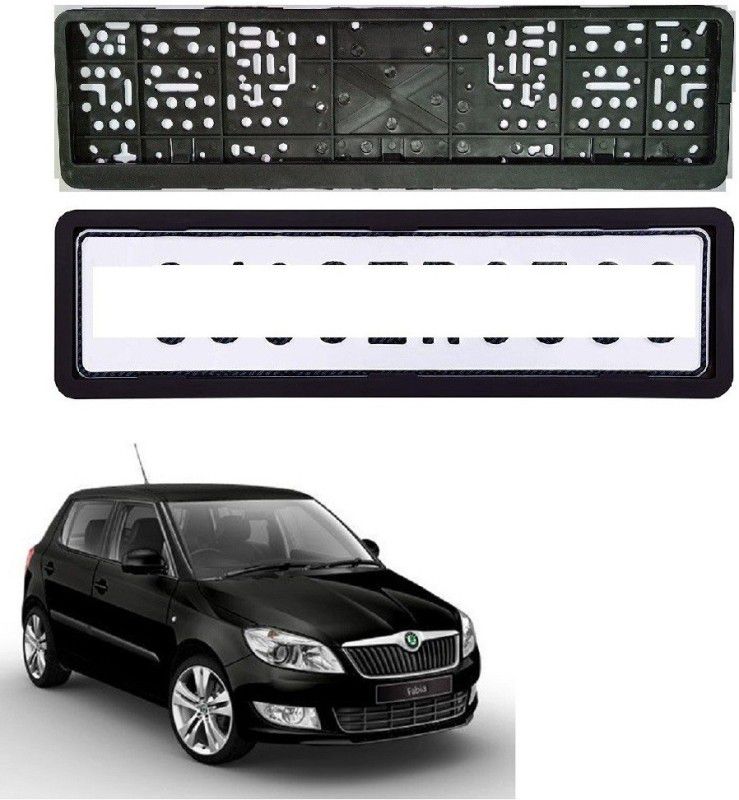 SPREADX Car number plate frame protective holder Front&Back Side for Skoda Fabia Car Number Plate  (Plastic 14 cm x 2 cm)