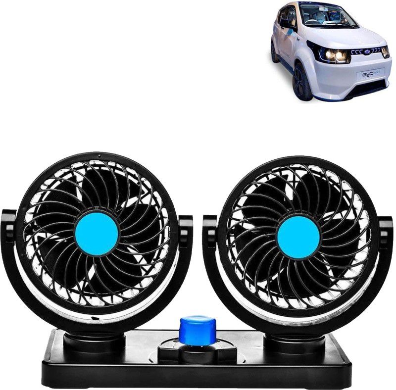 Rhtdm Car Fan 12V 360 Degree Rotatable Dual Head Auto Cooling Air Fan for e20 NXT Car Interior Fan  (12 V)