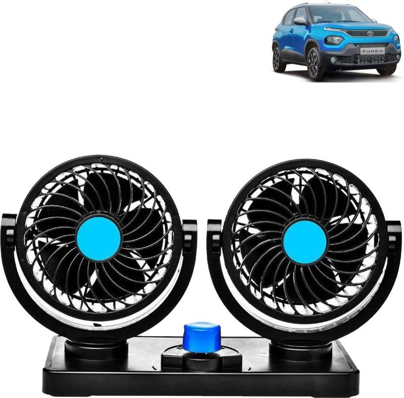 Rhtdm Car Fan 12V 360 Degree Rotatable Dual Head Auto Cooling Air Fan for Punch Car Interior Fan  (12 V)