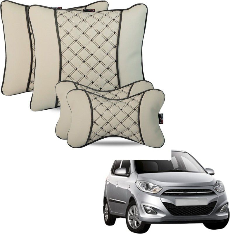 AutoFurnish Beige Leatherite Car Pillow Cushion for Hyundai  (Square, Pack of 4)