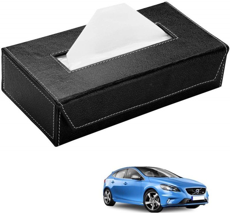 AuTO ADDiCT Car Tissue Box Paper Tissue Holder Black with 200 Sheets(100 Pulls) For Volvo V40 Vehicle Tissue Dispenser  (Black)