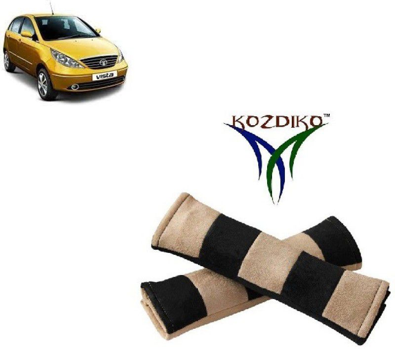 KOZDIKO Seat Belt Cushion Pillow Beige Black 2 pcs For Tata Indica Vista Seat Belt Buckle  (Pack of 2)