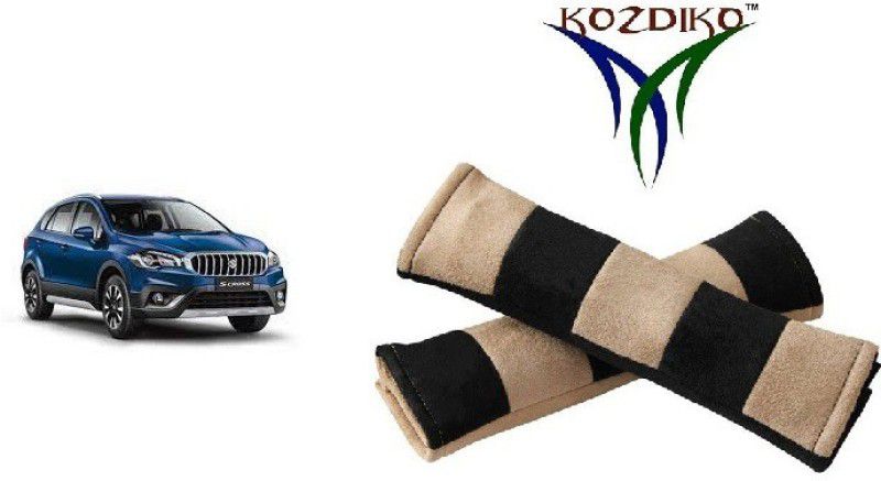KOZDIKO Seat Belt Cushion Pillow Beige Black 2 pcs For Maruti S Cross Seat Belt Buckle  (Pack of 2)
