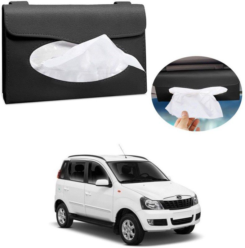AutoGnix Car Tissue Holder Sun Visor T Holder PU Leather For Mahindra Quanto Vehicle Tissue Dispenser  (Black)